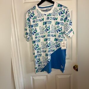 born fly all over print Graphic t-shirt Men’s Size Large Blue Green Street wear